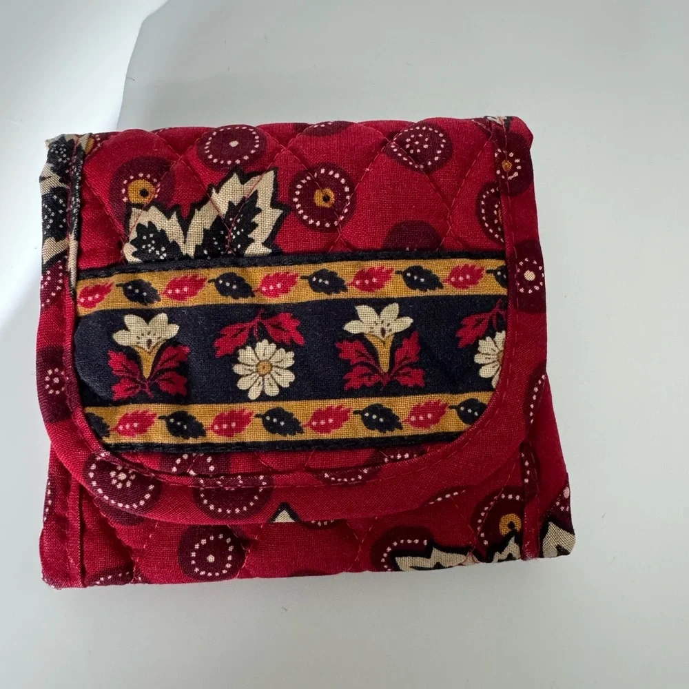 Retired Vera Bradley Provincial Red‎ Maple Leaf Villager Tote Bag And Wallet